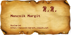 Mencsik Margit névjegykártya